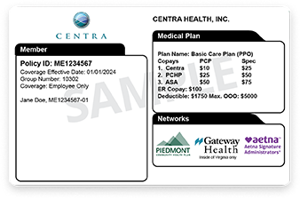 ID card of Centra Health Employees