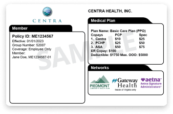 ID card of Centra Health Employees